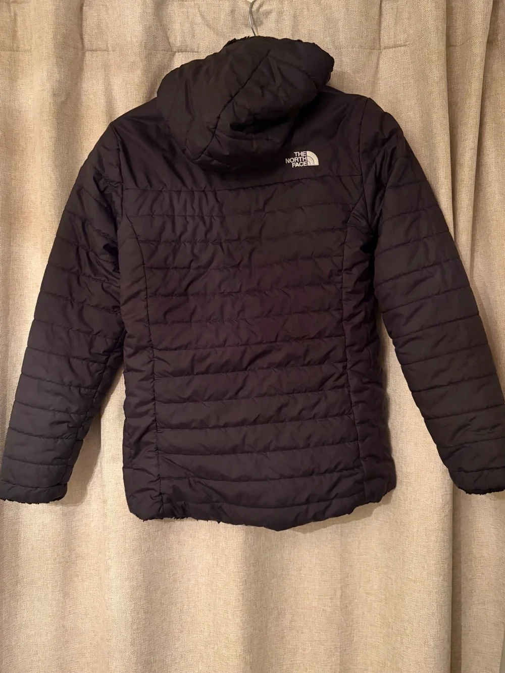 The North Face Girls Mossbud Swirl Hooded Jacket – Black – Size L 14/16